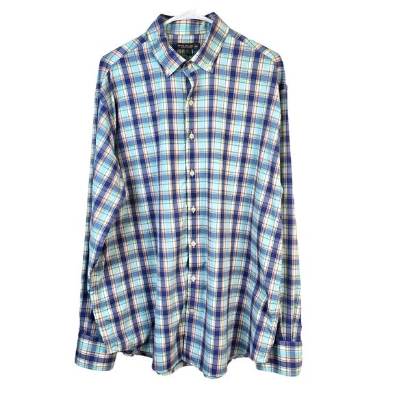 Peter Millar Crown Summer Comfort Shirt Men's XL Blue Multi Plaid Golf Summer - Picture 1 of 10